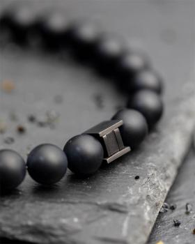 Preview: Armband mit 6 mm mattem Achatstein - Mat Black 6mm